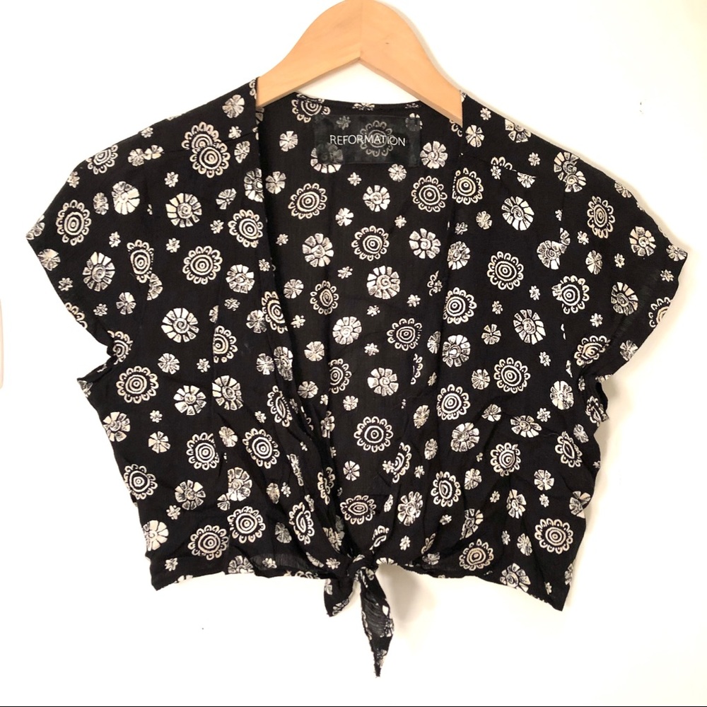 Reformation Front Tie Crop Top